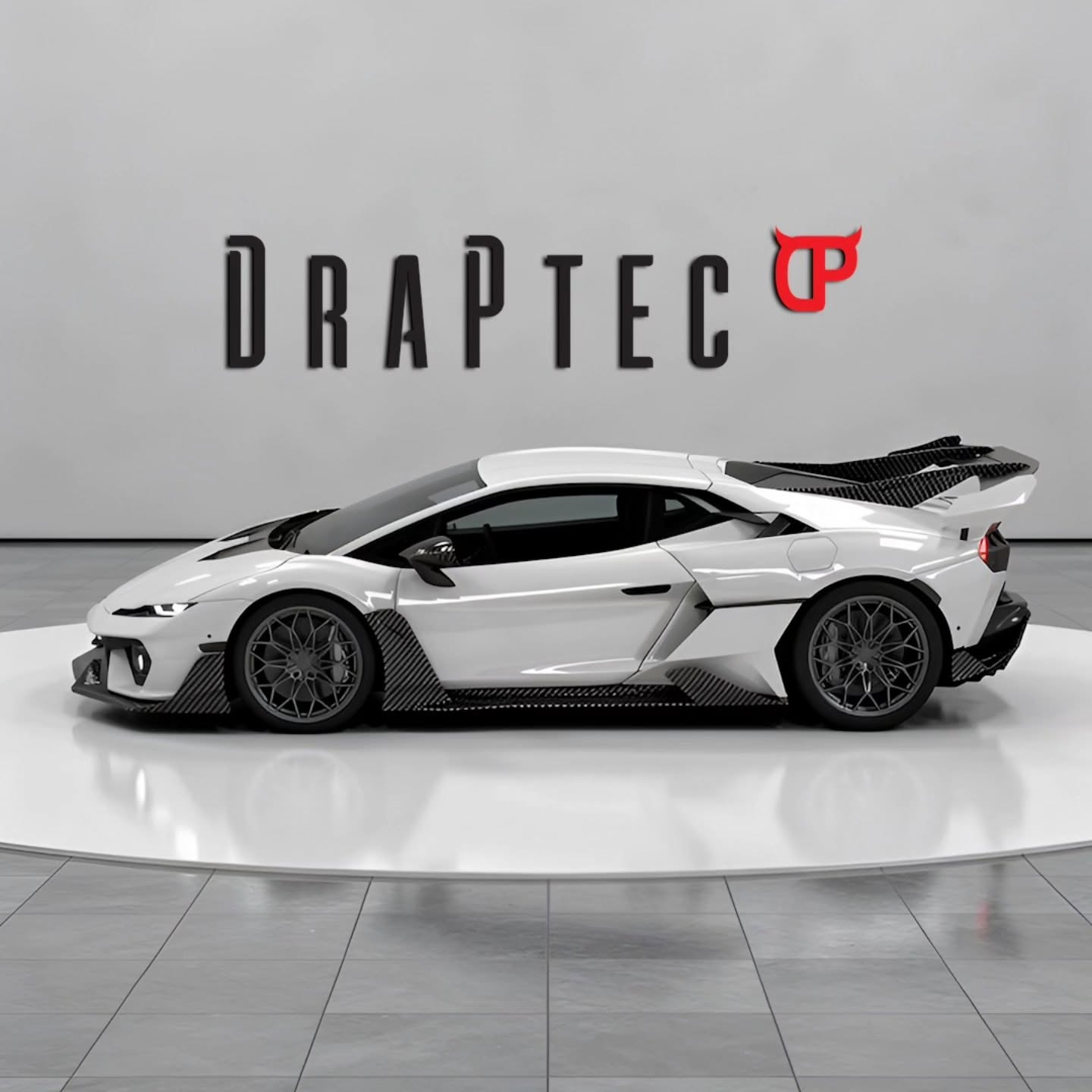 DraPtec Lamborghini Temerario Aero Package in white, side view