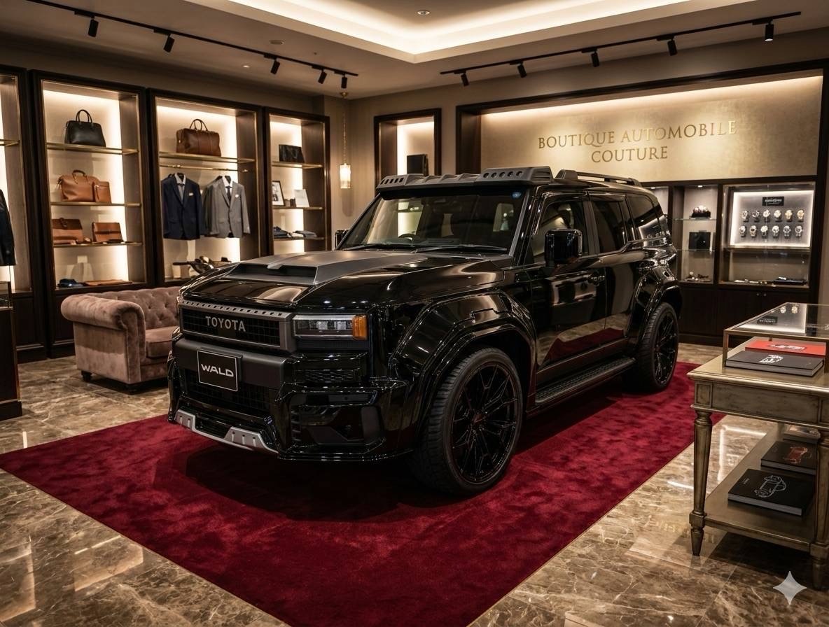 WALD International widebody styling on a black Toyota Land Cruiser 250